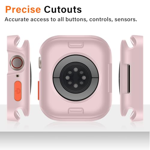 Amizee Rugged Case Compatible with Apple Watch Case Series 11/10 42mm, Soft TPU Shockproof Bumper Drop Proof Protective Cover Compatible with iWatch - Pink - color: Pink, size: 42 mm