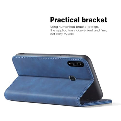 Asuwish Flip Wallet Phone Case for Samsung Galaxy A20s with Tempered Glass Screen Protector Magnetic Closure Folio Cover Credit Card Holder Slot Stand Cell Accessories A 20s Plus A207M Women Blue - color: Blue