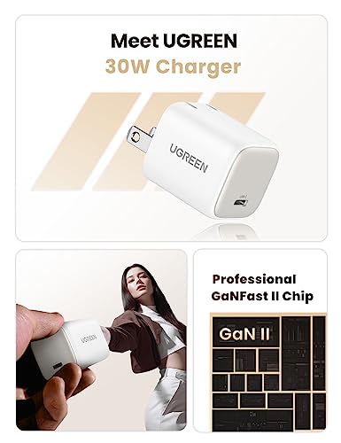 UGREEN Nexode 30W USB C Charger, GaN Fast Charger for iPhone 18/17 - color: White