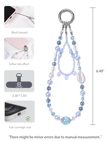Handmade Beaded Charm Cell Phone Camera Lanyard, Wrist Strap with Tether Tab,Phone Chain String, Keychain Wallet Decor - style: Mermaid