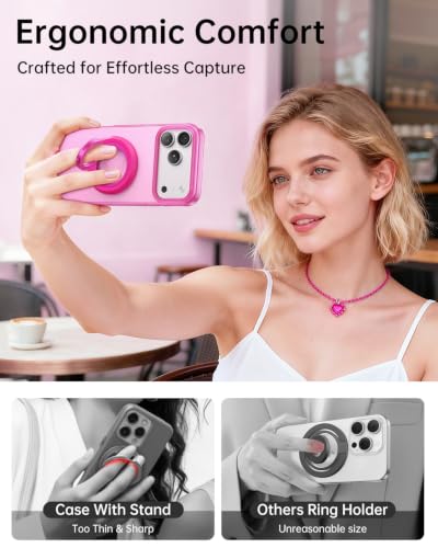 SYNCWIRE Magnetic Phone Ring Holder, for MagSafe Phone Grip Stand Kickstand - color: Hot Pink