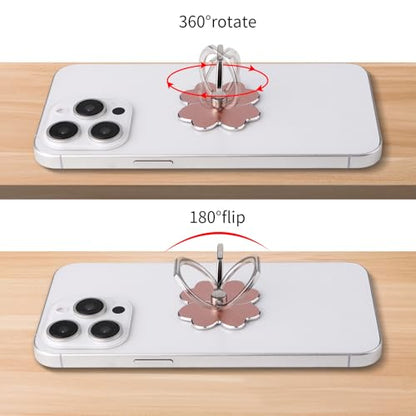 4pc-Cell Phone Ring Stand,Cell Phone Ring Holder Flower,360 Rotate and 180°Angle Adjustable Metal Finger Ring Socket Grip Kickstand for Smartphones