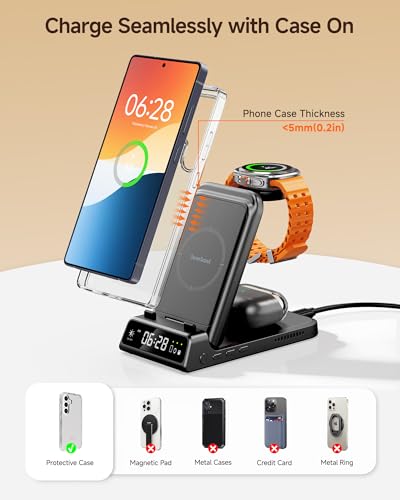 Charging Station for Samsung Phone, Watch & Buds, Not for Watch 9/Ultra 2 - color: Black