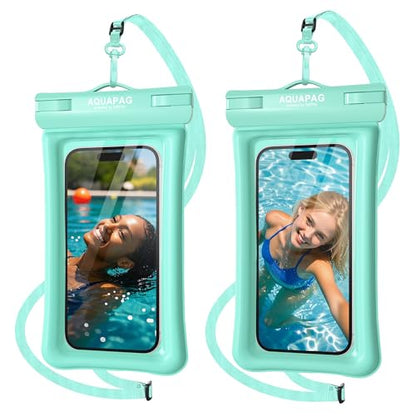 NEPHI IP68 Waterproof Phone Pouch 2 Pack-Up to 8.0"，Adjustable Neck Lanyard Floating Waterproof Phone Case for iPhone,Phone Dry Bags for Vacation Beach Pool Travel Essentials (Aqua Green 2 Pack) - color: Aqua Green 2 pack