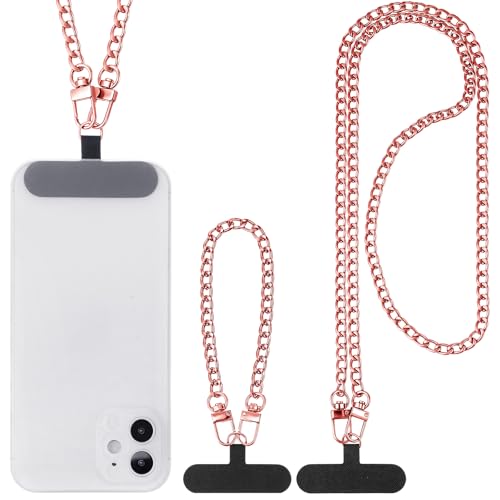 Canlierr 2 Pack Phone Chain Crossbody, with Tether Tab, Rose Gold - color: Rose Gold