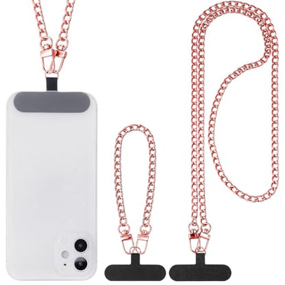 Canlierr 2 Pack Phone Chain Crossbody, with Tether Tab, Rose Gold - color: Rose Gold