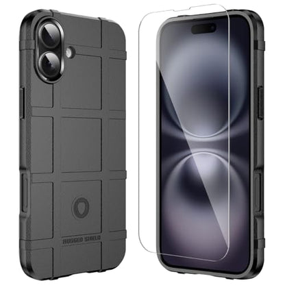 Rugged Shield 8ft Drop Proof TPU Thick Armor Tactical Protective Case Compatible with iPhone 16 Plus (6.7 inches) - Dark Black - color: Dark Black, size: iPhone 16 Plus
