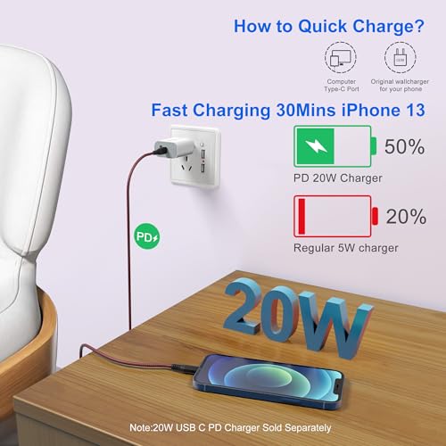 26FT/8M Extra Long iPhone Charger Cord, [Apple MFi Certified] Nylon Braided Lightning Cable 2.4A, Fast Charging Long iPhone Charger Cord for iPhone 14 13 12 11 Pro Max/XS/XR/iPad
