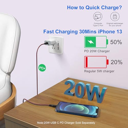 26FT/8M Extra Long iPhone Charger Cord, [Apple MFi Certified] Nylon Braided Lightning Cable 2.4A, Fast Charging Long iPhone Charger Cord for iPhone 14 13 12 11 Pro Max/XS/XR/iPad