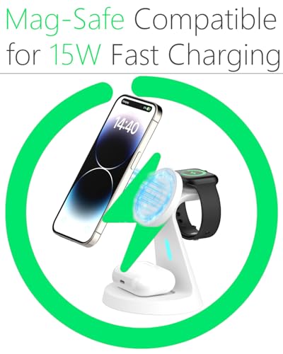 Wireless Charger for iPhone,3 in 1 Charging Station,15W Phone Charger Stand