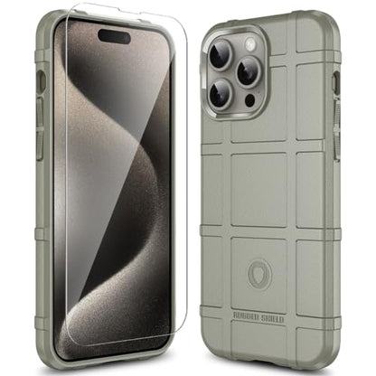 Rugged Shield 8ft Drop Proof TPU Thick Armor Tactical Protective Case Compatible with iPhone 15 Pro Max (6.7 inches) - Light Clay - color: Light Clay, size: iPhone 15 Pro Max