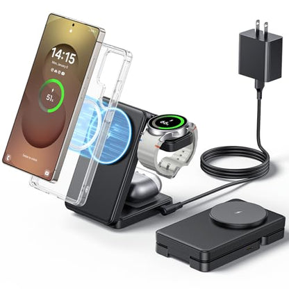 Meifigno 3 in 1 Magnetic Foldable Wireless Charger for Galaxy Watch9/Ultra2