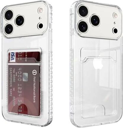 Compatible with iPhone 17 Pro Max Case with Card Holder, Clear Card Slot case, Ultra-Thin, Soft, Shockproof, Credit Card Protective Cover - size: iPhone 17 Pro Max