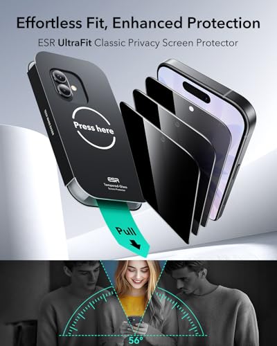 ESR 3 Pack for iPhone 17/iPhone 16 Pro Privacy Screen Protector, Classic - size: iPhone 17/16 Pro 6.3 inch