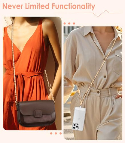 MoKo Universal Phone Lanyard, Metal Cell Phone Chain Crossbody Strap Anti-Theft Detachable Women Cellphone Lanyards Around The Neck with Patches for iPhone, Most Smartphones - Gold - color: Gold
