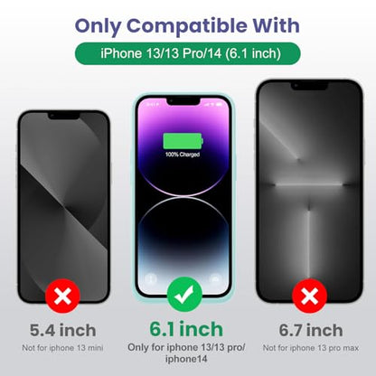 Feob Battery Case for iPhone 13/13 Pro/14,[2025 Upgraded] 7500 mAh Ultra-Slim Portable Extended Charger Cover for iPhone 13/13 Pro/14 Charging Case (6.1 Inch)-Green - color: Green