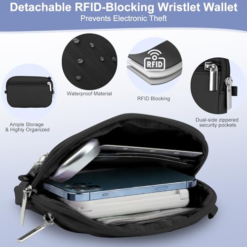 Phone Lanyard Crossbody with Detachable RFID Wallet (Black, Large) - color: Black, size: Large