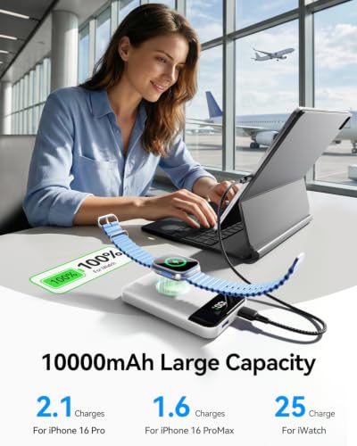 for Magsafe Portable Charger, 10000mAh USB-C 22.5W Power Bank, Pearl White - color: Pearl White