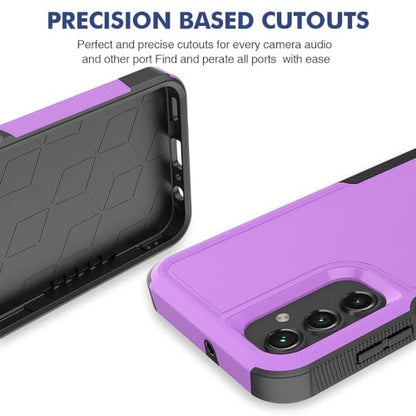 for Galaxy A15 5G Phone Case, [Military Grade Drop Tested] with HD Screen Protector, Dual Layer Protective Heavy Duty Cell Phone Cover Non-Slip Shockproof Case for Samsung Galaxy A15 5G (Purple) - color: Purple