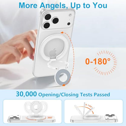 Dual-Sided Magnetic Phone Grip MagSafe Phone Ring Holder Kickstand Loop - color: white