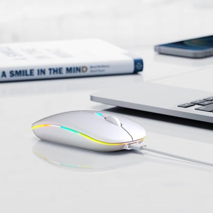 Afaartcci Rechargeable Wireless Mouse, Silent Bluetooth Mouse(White) - color: white