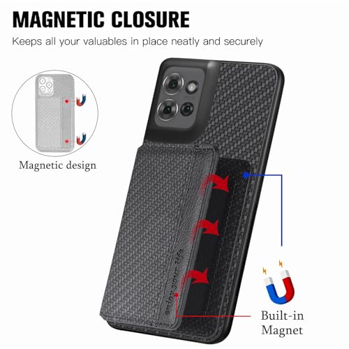 for Motorola Moto G Power 2026 Case Wallet with Card Holder Black | Shockproof Protective Phone Cases Cover, Carbon Fiber Pattern Design, Built-in 2 Credit Card Slots, Hidden Magnetic Closure - color: Black