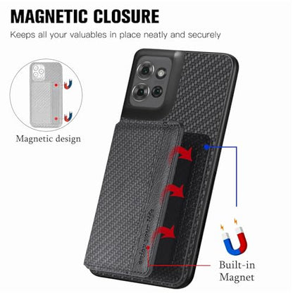 for Motorola Moto G Power 2026 Case Wallet with Card Holder Black | Shockproof Protective Phone Cases Cover, Carbon Fiber Pattern Design, Built-in 2 Credit Card Slots, Hidden Magnetic Closure - color: Black