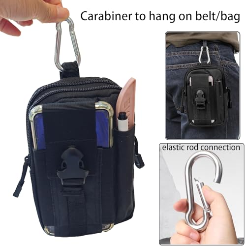 2 Pack Tactical Molle Pouch, Universal EDC Waist Bag Pouches, Outdoor Belt Bags Gear Tool Gadget Pocket with Cell Phone Holster Kakhi - color: Black