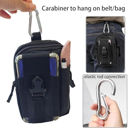 2 Pack Tactical Molle Pouch, Universal EDC Waist Bag Pouches, Outdoor Belt Bags Gear Tool Gadget Pocket with Cell Phone Holster Kakhi - color: Black