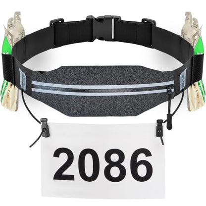 RJ-Sport Race Number Belt Bib Holder with Runner Pouch (Grey) - color: 05 Grey