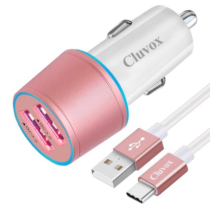 36W Fast USB Car Charger for Samsung A57/A56/A55/A37/A17/A36 Android-Pink - color: Rose Gold
