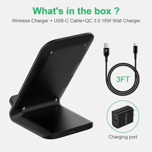 Android Wireless Charger Samsung for Samsung Galaxy S25FE S25 Plus S25 Edge S25 Ultra S24FE S23 S22, Android Desk Phone Charger Stand Fast Charging Station Pad for iPhone 17 Pro Max, with 18W Adapter - size: 1Pack
