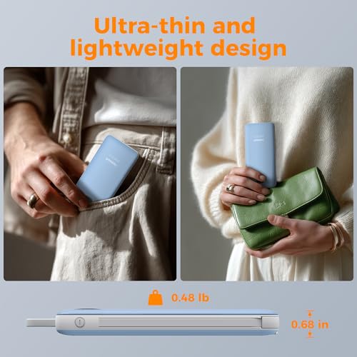 TESSAN Portable Charger with Built in Cables, 10000mAh Power Bank Wall Plug - color: Blue