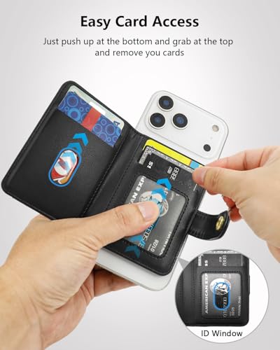 ONETOP for MagSafe Wallet,Magnetic Phone Wallet with 5 Card Slots,Black | 1-12 Cards/Cash Holder for iPhone 17/16/15/14/13/12 Series,Detachable Wallet Stick-On Back,PU Leather RFID Blocking Kickstand - color: Black