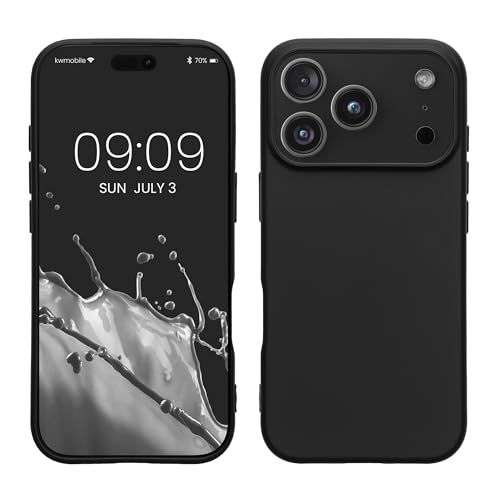 kwmobile Case Compatible with Apple iPhone 17 Pro Max Case - Slim Protective TPU Silicone Phone Cover - Black Matte