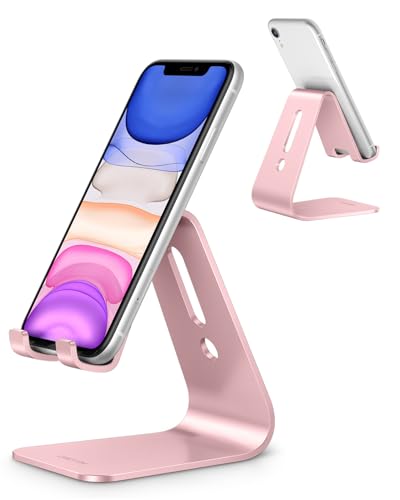 OMOTON C1 Upgraded Aluminum Cell Phone Stand for Desk, Durable Phone Dock - color: Rose Gold