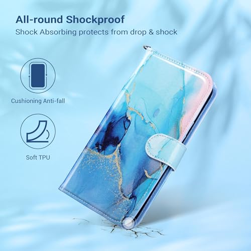 ULAK Compatible with iPhone 15 Plus Wallet Case, Marble | [RFID Blocking] Premium PU Leather Protective Folio Flip Cover with Card Holder Kickstand, Shockproof Protection - color: Marble, size: iPhone 15 Plus- 6.7 inch
