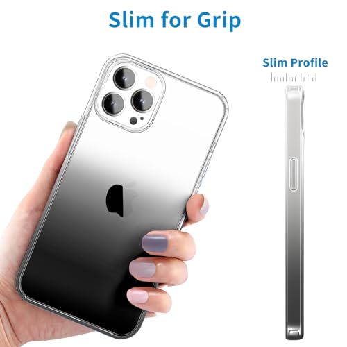 JJGoo Compatible with iPhone 15 Pro Case Clear, Soft Clear Fiexible TPU Phone Cases, Shockproof Transparent Bumper Cover Slim Thin Phone Case, Gradient Black - color: Gradient Black