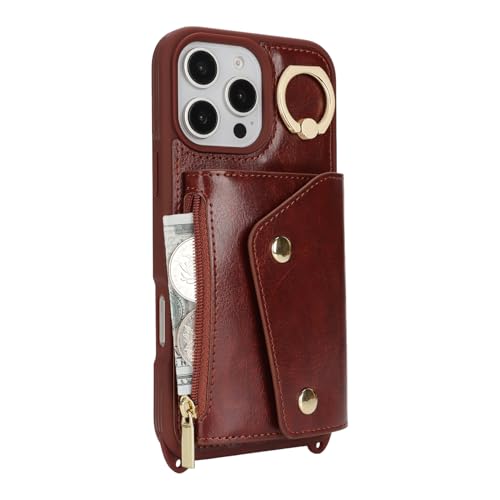 Lipvina Crossbody Wallet Case for iPhone 16 Pro,Dark Brown - color: 06-Dark Brown, size: iPhone 16 Pro 6.3"