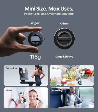Wigoo Vacuum Magnetic Phone Holder for Car, MagSafe Car Mount, Black - color: Black