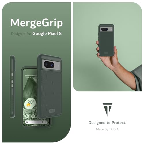 TUDIA MergeGrip [Military Grade] Designed for Google Pixel 8 Case (2023) - [Drop Tested] Dual Layer Shockproof Slim Rugged Tough Heavy Duty Protective Phone Cases Cover - Pine Green - color: Pine Green, size: Standard Pixel 8