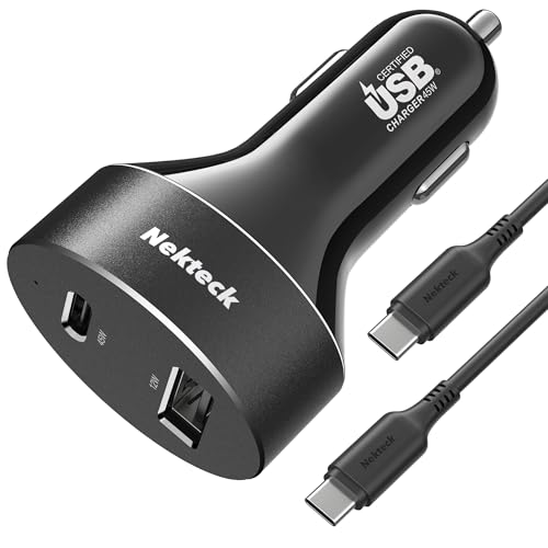 Nekteck 45W 2-Port USB-C Car Charger, PD 3.0 & QC 3.0 Fast Charging