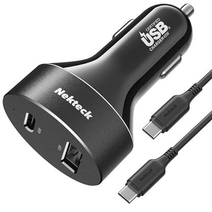 Nekteck 45W 2-Port USB-C Car Charger, PD 3.0 & QC 3.0 Fast Charging