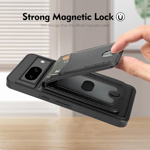 SkyEagle Compatible Magsafe 2 in 1 Detachable Google Pixel 8 Wallet Case with Card Holder Women Men,Magnetic PU Leather RFID Blocking Flip Kickstand Credit Slots,Phone Case for Pixel 8 6.2",(Black) - color: Black, size: Google Pixel 8 - 6.2"