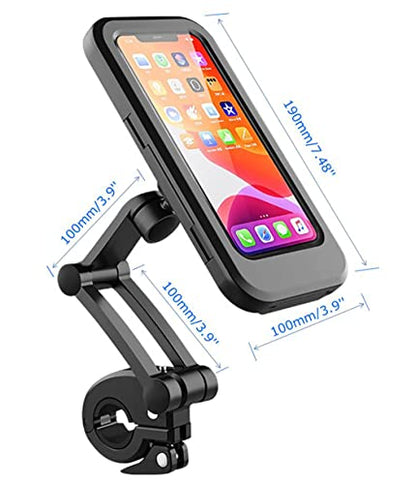 Bike Phone Mount Waterproof.Universal Bike Mobile Phone Holder,Adjustable Motorcycle Phone Mount with Touch Screen/360° Rotation for Motorbike Bicycle Stroller Handlebar Clamp Fits 4-6.8'' Cellphones.