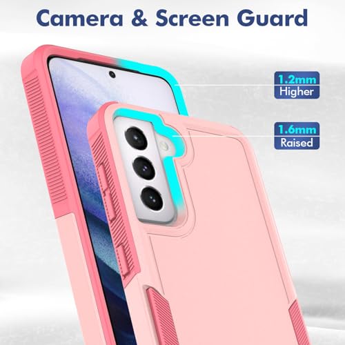 for Samsung Galaxy S21 Case: Dual Layer Protective Heavy Duty Cell Phone Cover Shockproof Rugged with Screen Protector - Military Protection Bumper Tough - Samsung Galaxy S21 5G 2021, 6.2 inch, Pink - color: Pink (PC) + Pink (TPU)