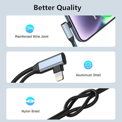Right Angle 2-in-1 iPhone to Dual Lightning Jack Audio Headphone and Charger Cable Adapter,【Apple MFi Certified】Calling+Music+Charge 90 Degree Earphones Converter Splitter for Apple iPhone 14 13 12 11