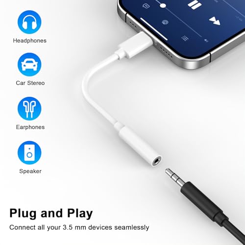 [Apple MFi Certified] 5 Pack Lightning to 3.5 mm Headphone Jack Adapter - color: White