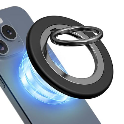 Magnetic Phone Ring Holder Grip Stand Dual Magnet Strong Magnetic Force - color: Black
