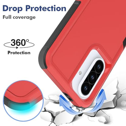 for Samsung Galaxy A37 / Galaxy A36 5G / Galaxy A57 5G Case: Dual Layer Protective Heavy Duty Cell Phone Cover Shockproof Rugged with Screen Protector - Military Protection Bumper Tough, Red - color: Red (PC) + Black (TPU)